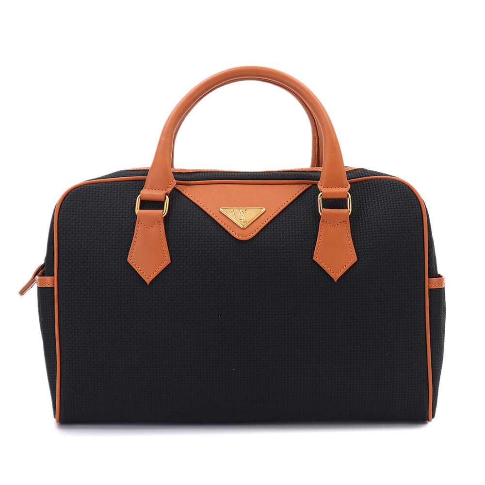Yves Saint Laurent Boston Handbag, Leather, Black/Brown, Gold Hardware.